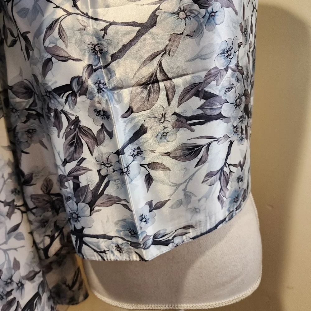 Floral Satin 100% Silk Larg Scarf